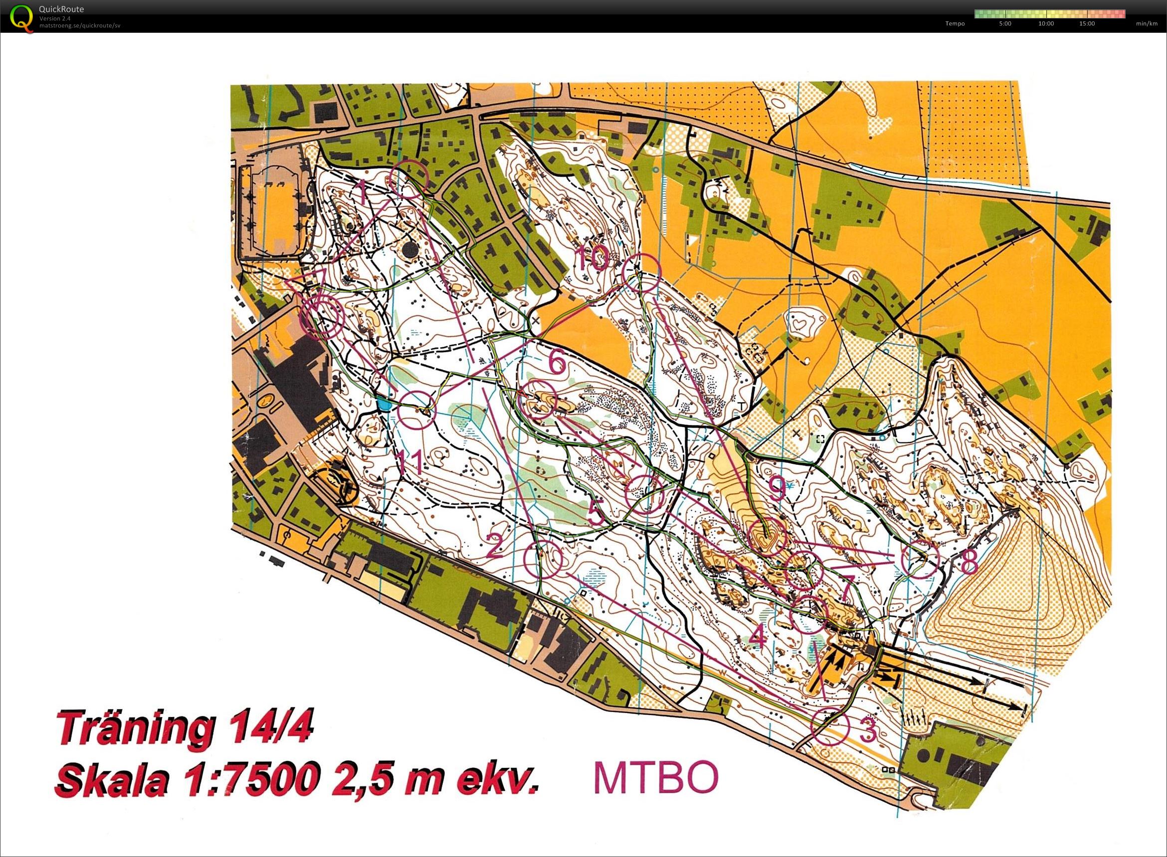 MTB-O-träning (2016-04-14)